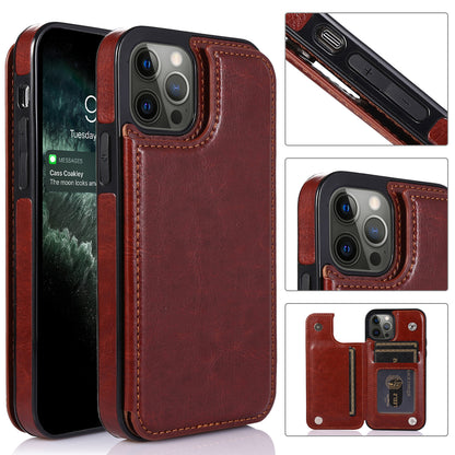 For Apple iPhone 14 Pro (6.1") Luxury Wallet PU Leather [Two Magnetic Clasp] [Card Slots] Stand Back Storage Flip  Phone Case Cover