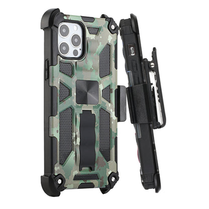 For Apple iPhone 13 Pro Max (6.7") Hybrid 3in1 Combo Holster Belt Clip with Kickstand, Full-Body Protective Military-Grade  Phone Case Cover
