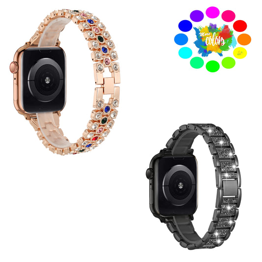 For Apple Watch Size 38/40/41mm Jewelry Diamonds Replacement Bracelet Band Strap Hybrid Wristbands Buckle for iWatch Series 7/SE/6/5/4/3/2/1