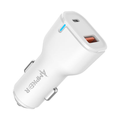 Car Adapter Dual Port QC 3.0 + PD 20W Fast Charging Adapter Universal Lighter Adapter Compatible with Apple, iPhone, iPad Mini/Pro, Samsung, Google & More - White