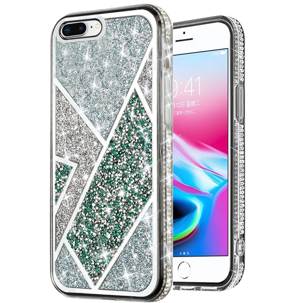 For Apple iPhone 8 Plus/7 Plus/6 6S Plus Glitter Bling Diamond Rhinestone Sparkly Fashion Shiny Fancy Hybrid Rugged  Phone Case Cover