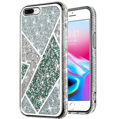 For Apple iPhone 8 Plus/7 Plus/6 6S Plus Glitter Bling Diamond Rhinestone Sparkly Fashion Shiny Fancy Hybrid Rugged  Phone Case Cover