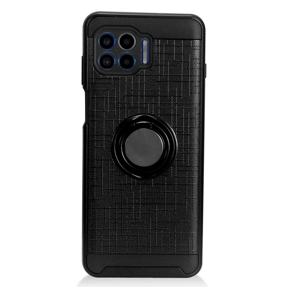 For Motorola Moto One 5G, Moto G 5G Plus Hybrid 360° Ring Armor Shockproof Dual Layers Rugged 2 in 1 Holder with Ring Stand Black Phone Case Cover