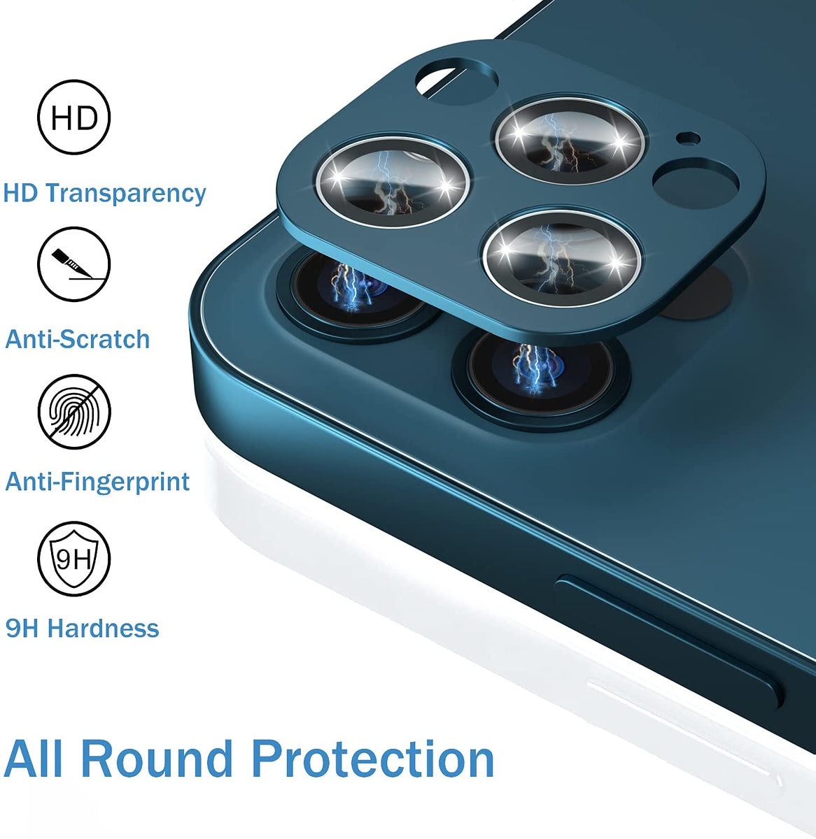 For Apple iPhone 14 Pro (6.1") Camera Lens Protector Back Tempered Glass Camera [9H Clear Glass] [Case Friendly] White Screen Protector