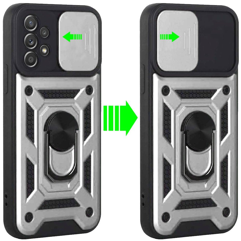 For Samsung Galaxy A53 5G Hybrid Cases with Camera Lens Cover and Ring Holder Kickstand Rugged Dual Layer Heavy Duty  Phone Case Cover