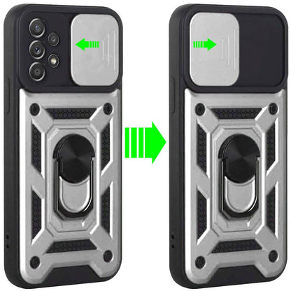 For Samsung Galaxy A53 5G Hybrid Cases with Camera Lens Cover and Ring Holder Kickstand Rugged Dual Layer Heavy Duty  Phone Case Cover