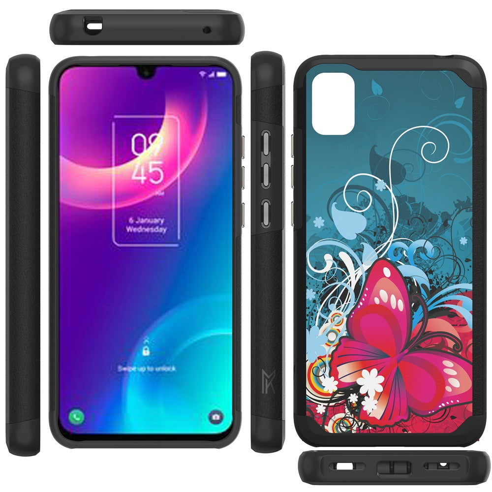 For TCL 30 Z Graphic Design Flower Pattern Hard PC Soft TPU Silicone Protection Hybrid Shockproof Armor Rugged Bumper  Phone Case Cover