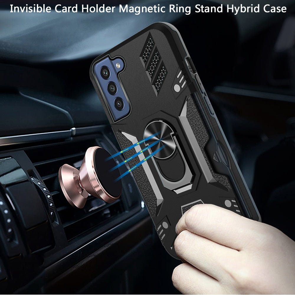 For Samsung Galaxy A33 5G Wallet Case Hybrid Ring Stand with Invisible Credit Card Holder Heavy Duty Shockproof Rugged  Phone Case Cover