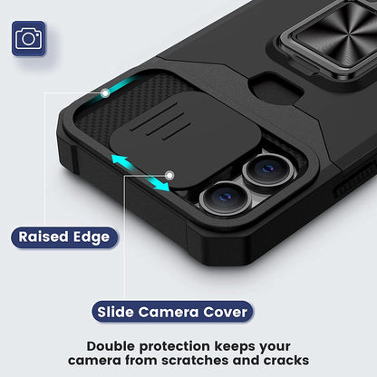 For Samsung Galaxy A13 5G Wallet Case with Slide Camera Protection, Credit Card Slot & Ring Kickstand Magnetic Car Mount  Phone Case Cover