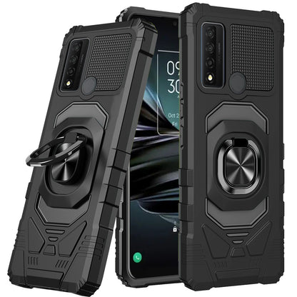 For TCL 20 XE Hybrid Dual Layer with Rotate Magnetic Ring Stand Holder Kickstand, Rugged Shockproof Anti-Scratch Protective  Phone Case Cover