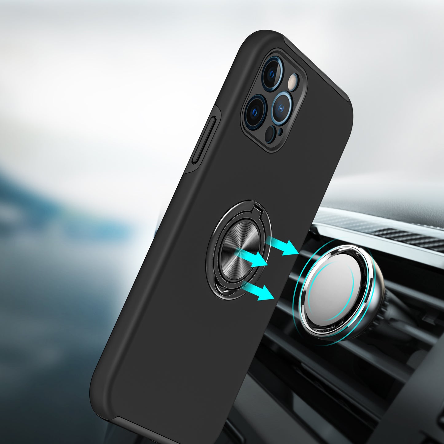 For Apple iPhone SE 3 (2022) SE/8/7 Hybrid 360 Rotatable Invisible Ring Stand Holder Fit Magnetic Car Mount Shockproof Slim  Phone Case Cover