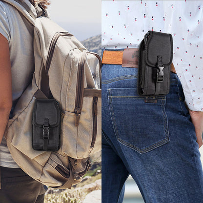 Universal Vertical Nylon Cell Phone Holster with Front Buckle, Belt Clip Pouch Loop for Apple iPhone Samsung Galaxy LG Moto All Mobile phones Size 6.7" Universal Pouch [Black]