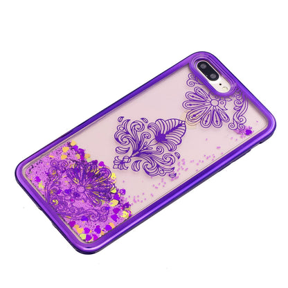 For Apple iPhone 13 Mini (5.4") Pretty Fashion Pattern Plating Design Bling Shiny Moving Glitter Liquid Quicksand TPU Hybrid Rubber  Phone Case Cover