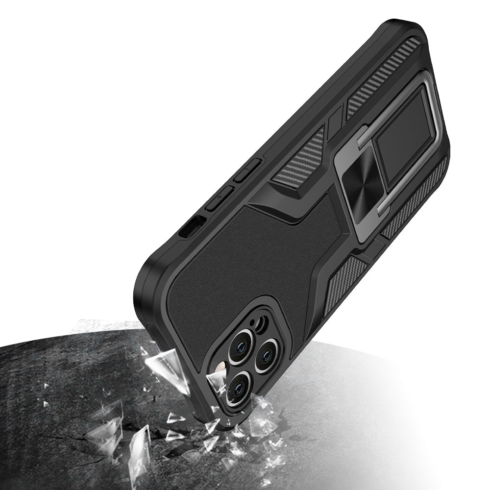 For Apple iPhone 12 Pro Max (6.7") Shockproof [Military-Grade] with Metal Magnetic Kickstand, Hybrid Rugged TPU Heavy Duty  Phone Case Cover