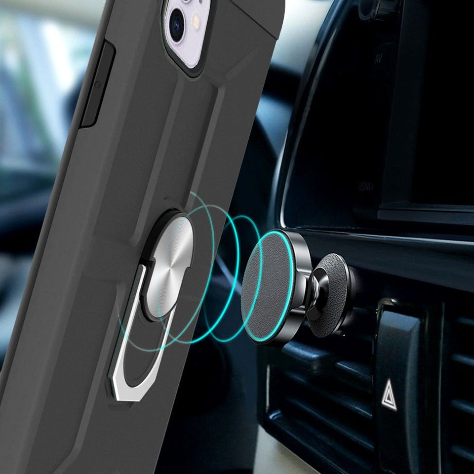 For Samsung Galaxy A03s (2022) Hybrid Ring Stand [360° Rotatable Ring Holder Magnetic Kickstand] Armor Shockproof Rubber TPU Hard  Phone Case Cover
