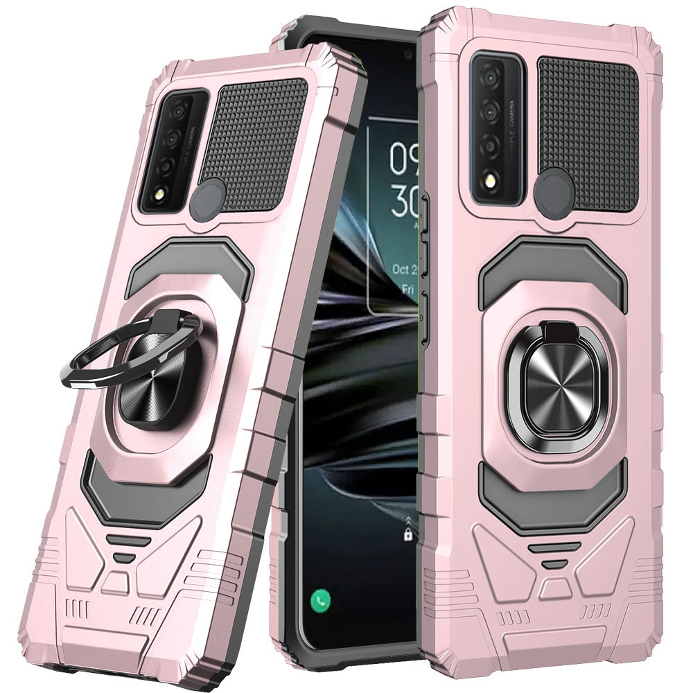 For TCL 20 XE Hybrid Dual Layer with Rotate Magnetic Ring Stand Holder Kickstand, Rugged Shockproof Anti-Scratch Protective  Phone Case Cover