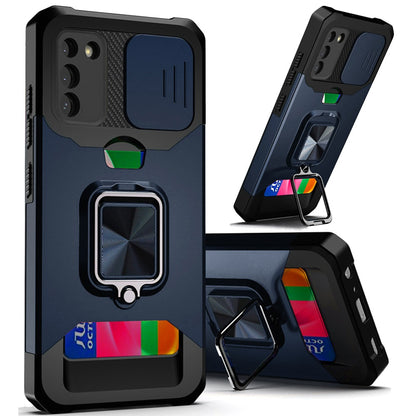 For Samsung Galaxy S22+ Plus Wallet Case with Ring Stand, Slide Camera Cover & Credit Card Holder, Military Grade Shockproof  Phone Case Cover