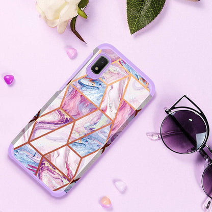 For Apple iPhone 13 Mini (5.4") Pattern Design Slim Hybrid Grid Bumper Rubber Soft TPU & Hard Back PC Protective  Phone Case Cover