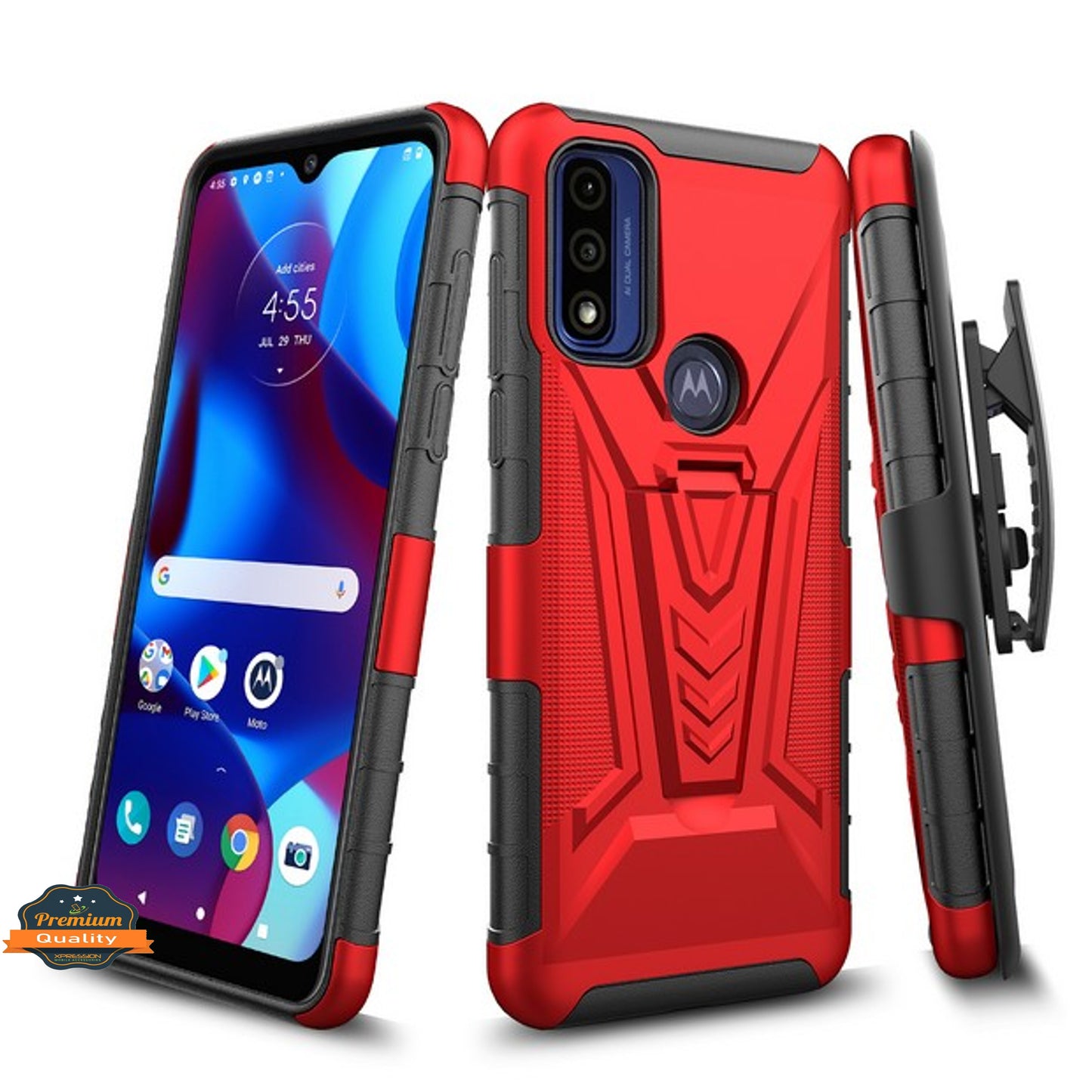 For Motorola Moto G Power 2022 Hybrid Armor Kickstand with Swivel Belt Clip Holster Heavy Duty 3 in 1 Defender Shockproof Rugged  Phone Case Cover