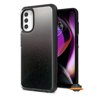 For Apple iPhone 14 /Plus Pro Max Gradient Glitter Bling Hybrid Shockproof Protection TPU Frame and Hard PC Back Slim  Phone Case Cover