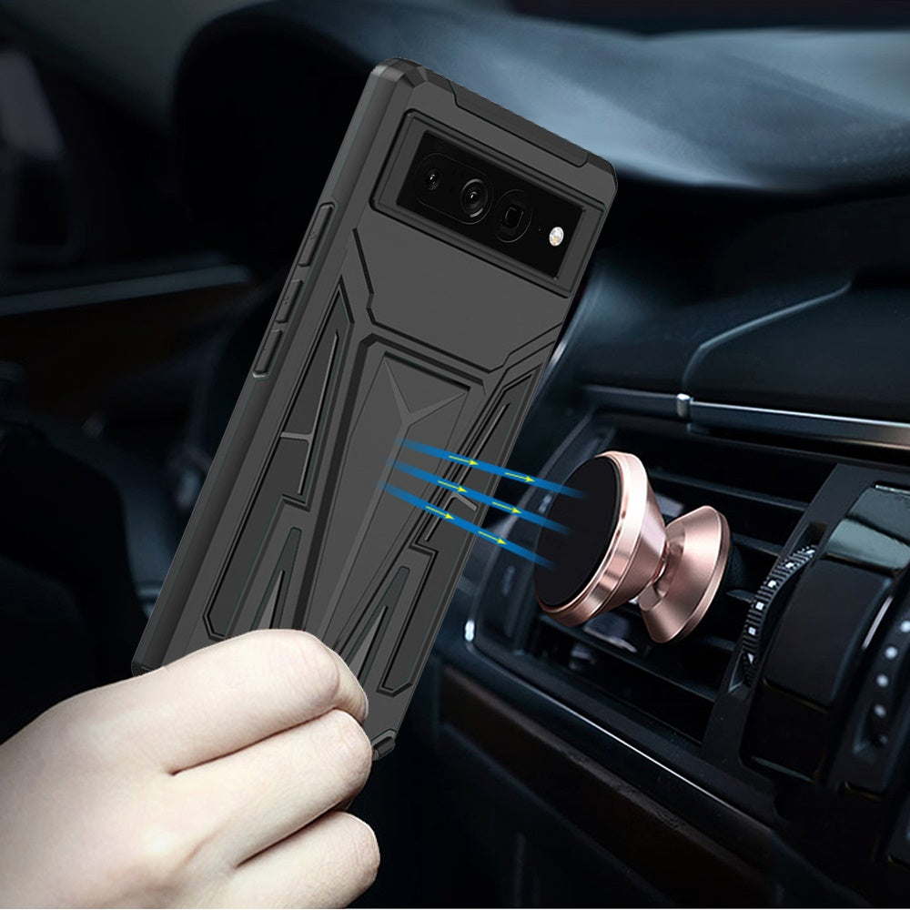 For Google Pixel 7/ 7 Pro Heavy Duty Protection Hybrid Built-in Kickstand Rugged Shockproof Military Grade Dual Layer Hard PC  Phone Case Cover