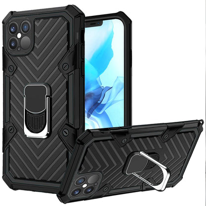 For Apple iPhone 13 Pro Max (6.7") with Magnetic Ring Holder 360° Rotating Kickstand PC & TPU Dual Layer Hybrid Full-Body Drop Proof Rugged  Phone Case Cover