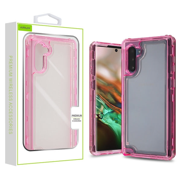 For Samsung Galaxy Note 10 (6.3) Clear Transparent Hybrid Three Layer Hybrid Hard PC Shockproof Heavy Duty TPU Rubber Pink Phone Case Cover