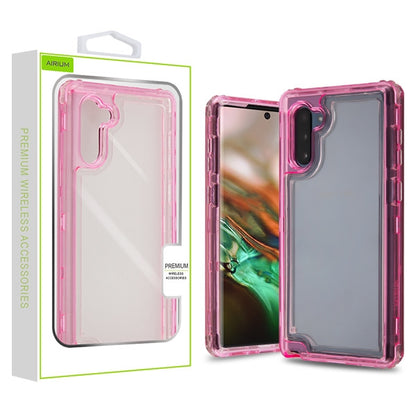 For Samsung Galaxy Note 10 (6.3) Clear Transparent Hybrid Three Layer Hybrid Hard PC Shockproof Heavy Duty TPU Rubber Pink Phone Case Cover