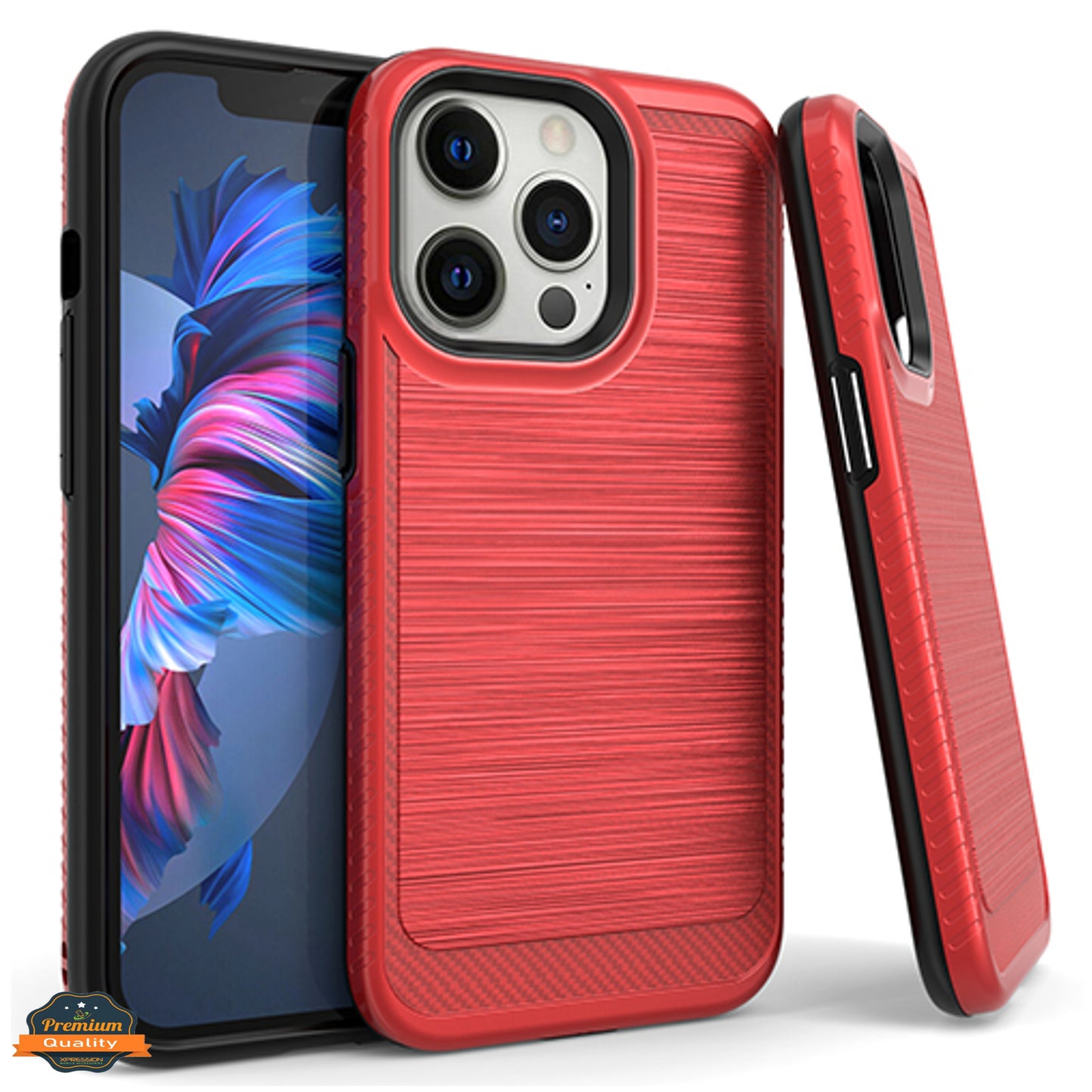 For Apple iPhone 13 /Pro Max Mini Armor Brushed Texture Rugged Carbon Fiber Design Shockproof Dual Layers Hard PC + TPU Protective  Phone Case Cover
