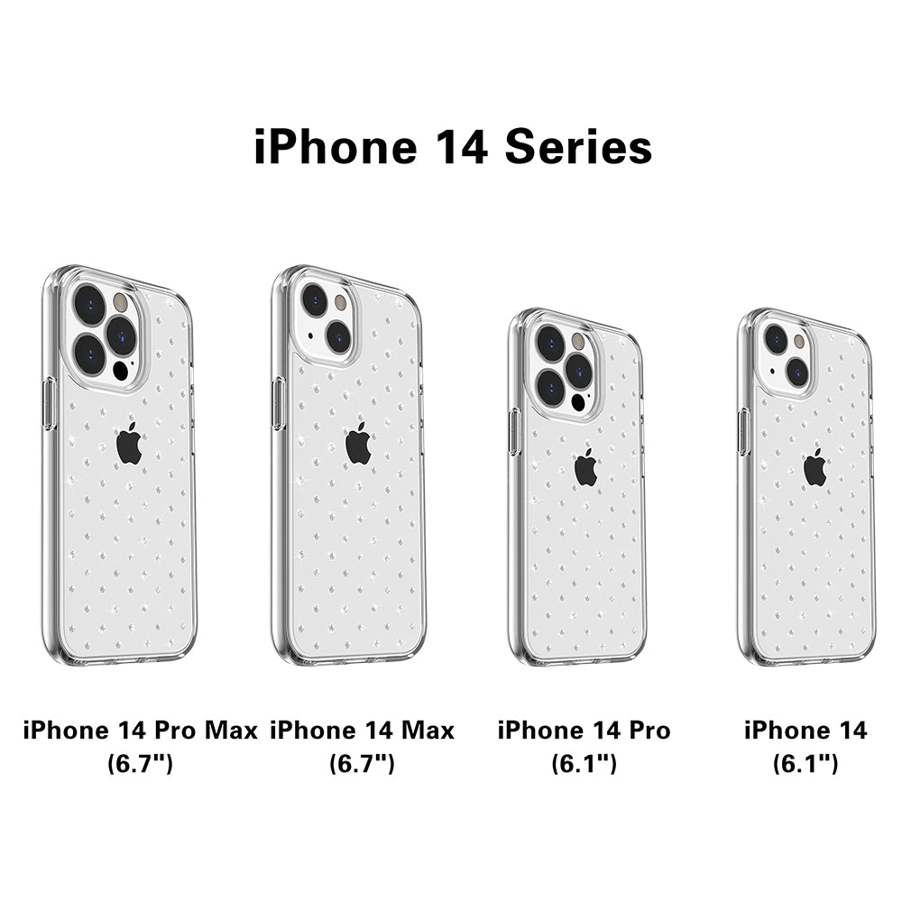 For Apple iPhone 14 /Pro Max Clarity Diamond Bling Sparkle Hybrid Hard PC Shell & Soft TPU Shock-Absorption Bumper  Phone Case Cover