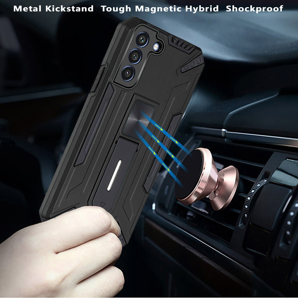 For Samsung Galaxy S21 FE /Fan Edition Hybrid Military Grade Tough Magnetic Rugged with Built-in Hidden Kickstand Shockproof Hard  Phone Case Cover