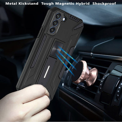 For Samsung Galaxy S21 FE /Fan Edition Hybrid Military Grade Tough Magnetic Rugged with Built-in Hidden Kickstand Shockproof Hard  Phone Case Cover