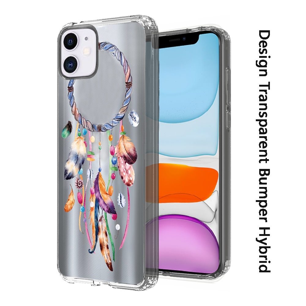 For Apple iPhone 13 (6.1") Fashion Hybrid Design Image Transparent Rubber TPU Protector Thin Shell Back PC Armor  Phone Case Cover