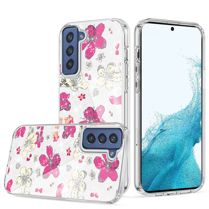 For Apple iPhone 14 Pro Max (6.7") Beautiful Laser Glitter Design Pattern Hybrid Gummy Hard PC TPU Shockproof  Phone Case Cover