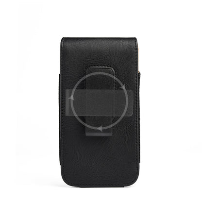 For Samsung Galaxy A23 5G Universal Vertical Leather Case Holster with Card Slot, Rotation Belt Clip & Magnetic Closure Carrying Phone Pouch [Black]