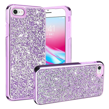 For Apple iPhone SE 3 (2022) SE/8/7 Bling Rhinestone Diamond Shiny Glitter Hybrid Dual Layer Rugged Shell Hard PC TPU  Phone Case Cover