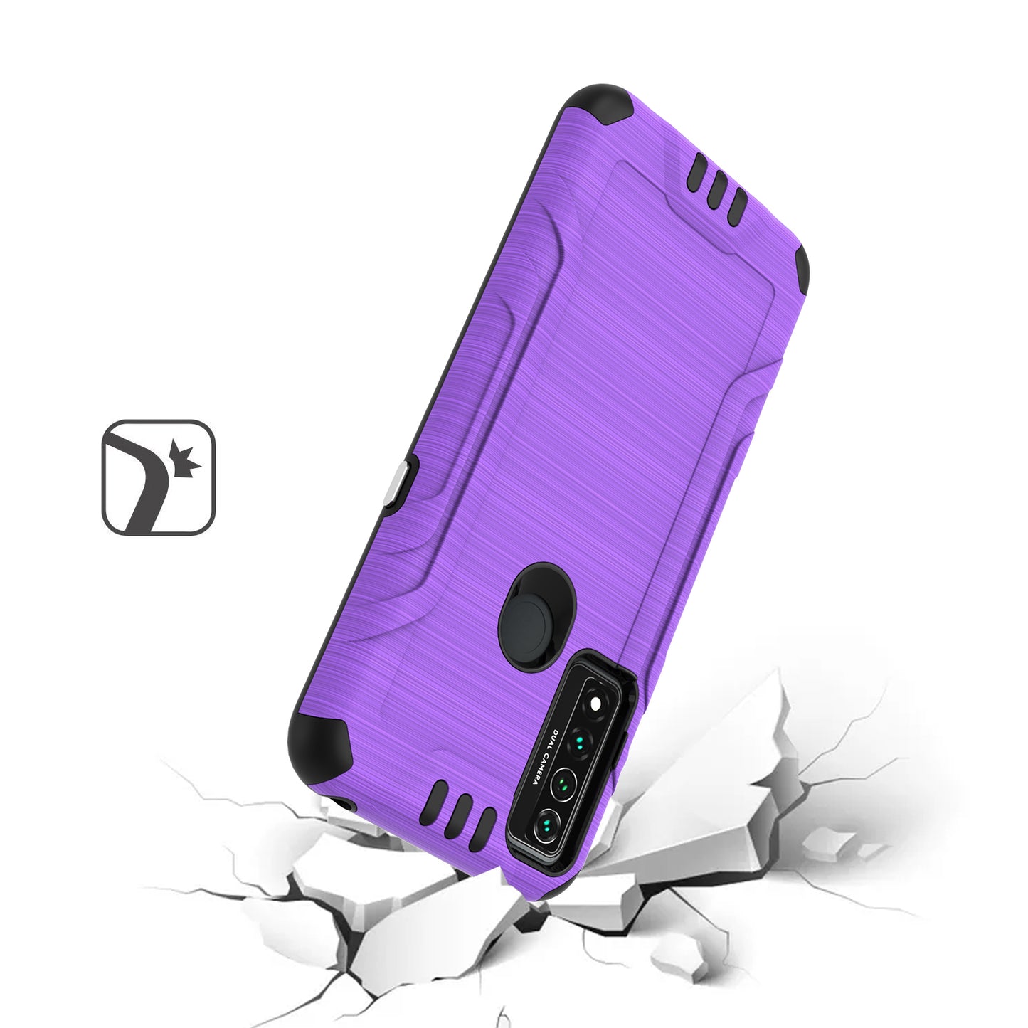 For TCL 4X (T601DL) Hybrid Dual Layer Slim Defender Armor Tuff Metallic Brush Texture Finishing Shockproof Hard PC + Soft TPU Rubber  Phone Case Cover