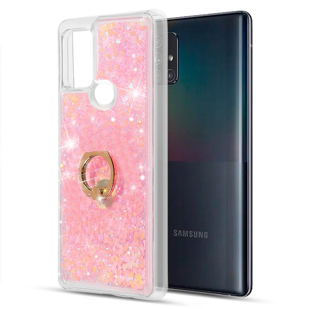 For Motorola Moto G Power 2022 Hybrid Bling Liquid Quicksand Glittering Sparkle TPU Rubber with Ring Stand Holder Kickstand  Phone Case Cover