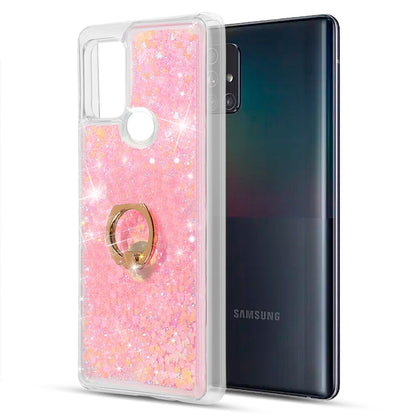 For Motorola Moto G Power 2022 Hybrid Bling Liquid Quicksand Glittering Sparkle TPU Rubber with Ring Stand Holder Kickstand  Phone Case Cover