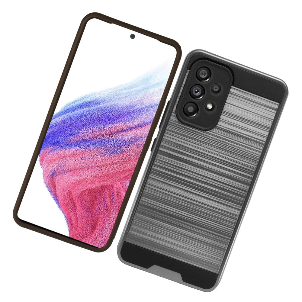 For Samsung Galaxy A53 5G Brushed Texture Slim Hybrid Shockproof Dual Layer Hard PC & TPU Armor Rugged Protective  Phone Case Cover