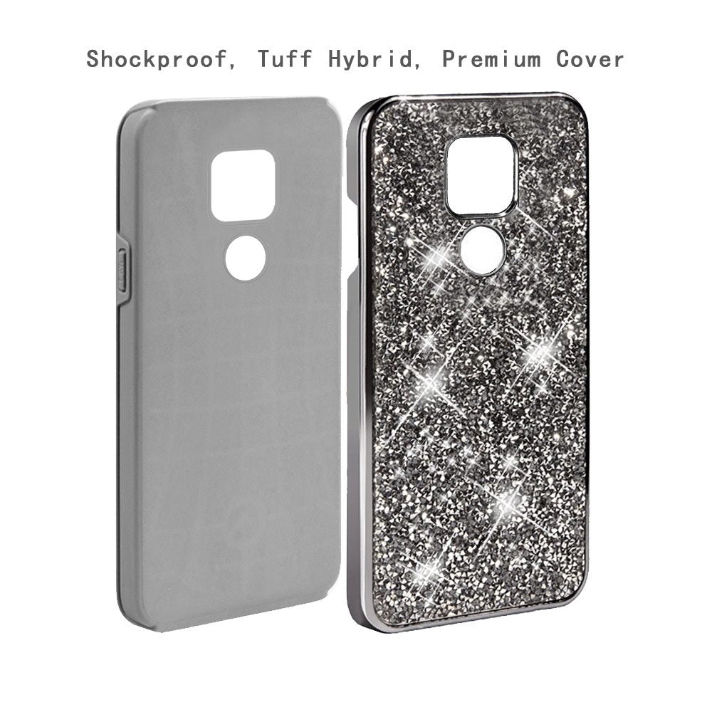 For Apple iPhone 13 Pro Max (6.7") Bling Rhinestone Diamond Shiny Glitter Hybrid Bumper Dual Layer Defender Rugged Shell Hard PC Soft TPU Rubber Protective  Phone Case Cover