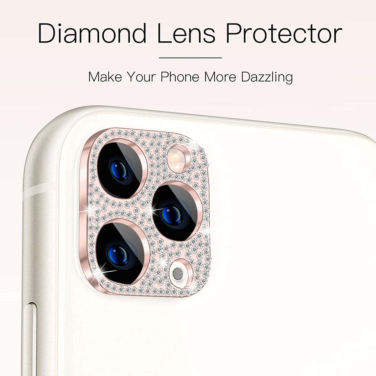 For Apple iPhone 14 Pro Max (6.7") Camera Lens Zinc Alloy With Diamond Bling Lens Protective Camera Decoration Silver Phone Case Cover