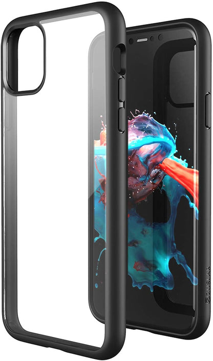 For Apple iPhone 14 Pro Max (6.7") Hybrid Slim Clear Transparent Shock-Absorption Bumper with TPU + Hard PC Back Frame Black Phone Case Cover