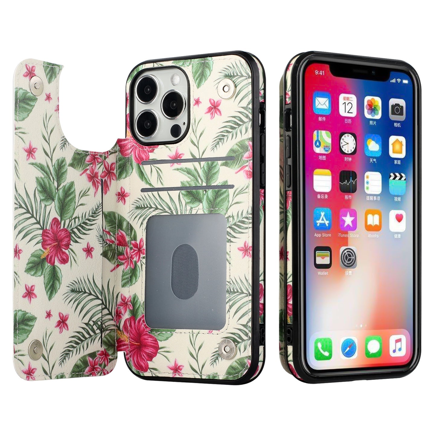 For Apple iPhone 13 Pro Max 6.7" Wallet PU Leather [Two Magnetic Clasp] [Card Slots] Stand Durable Back Storage Flip  Phone Case Cover
