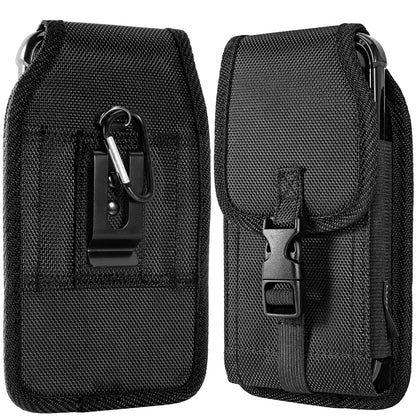 Universal Vertical Nylon Cell Phone Holster with Front Buckle, Belt Clip Pouch Loop for Apple iPhone Samsung Galaxy LG Moto All Mobile phones Size 6.7" Universal Pouch [Black]
