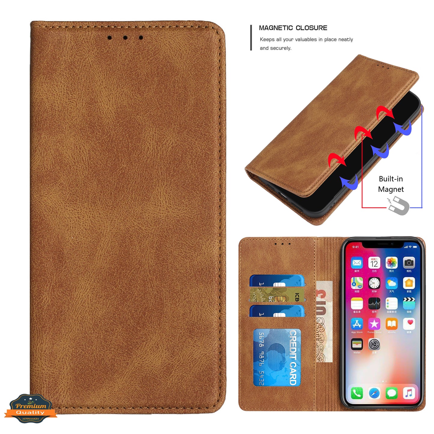 For Samsung Galaxy A23 5G Wallet Premium PU Vegan Leather ID Credit Card Money Holder with Magnetic Closure Pouch  Phone Case Cover