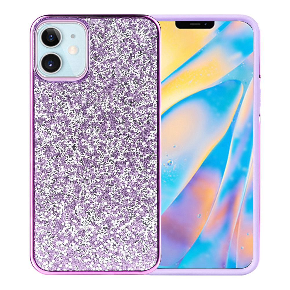 For Apple iPhone 13 Mini (5.4") Bling Rhinestone Diamond Shiny Glitter Hybrid Bumper Dual Layer Rugged Shell Hard PC TPU Rubber  Phone Case Cover