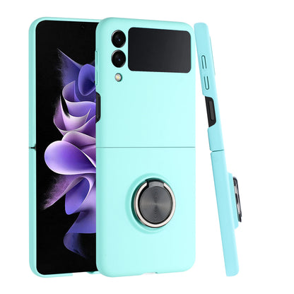 For Samsung Galaxy Z Flip 3 5G Hybrid 360 Rotatable Metal Invisible Ring Stand Holder Fit Magnetic Car Mount Shockproof  Phone Case Cover