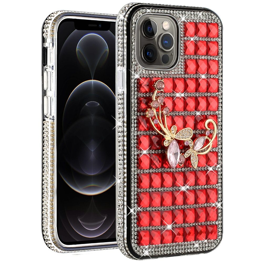 For Apple iPhone SE 2022 /SE 2020/8/7 Fashion Luxury 3D Bling Diamonds Rhinestone Jeweled Ornament Crystal Hybrid Hard  Phone Case Cover