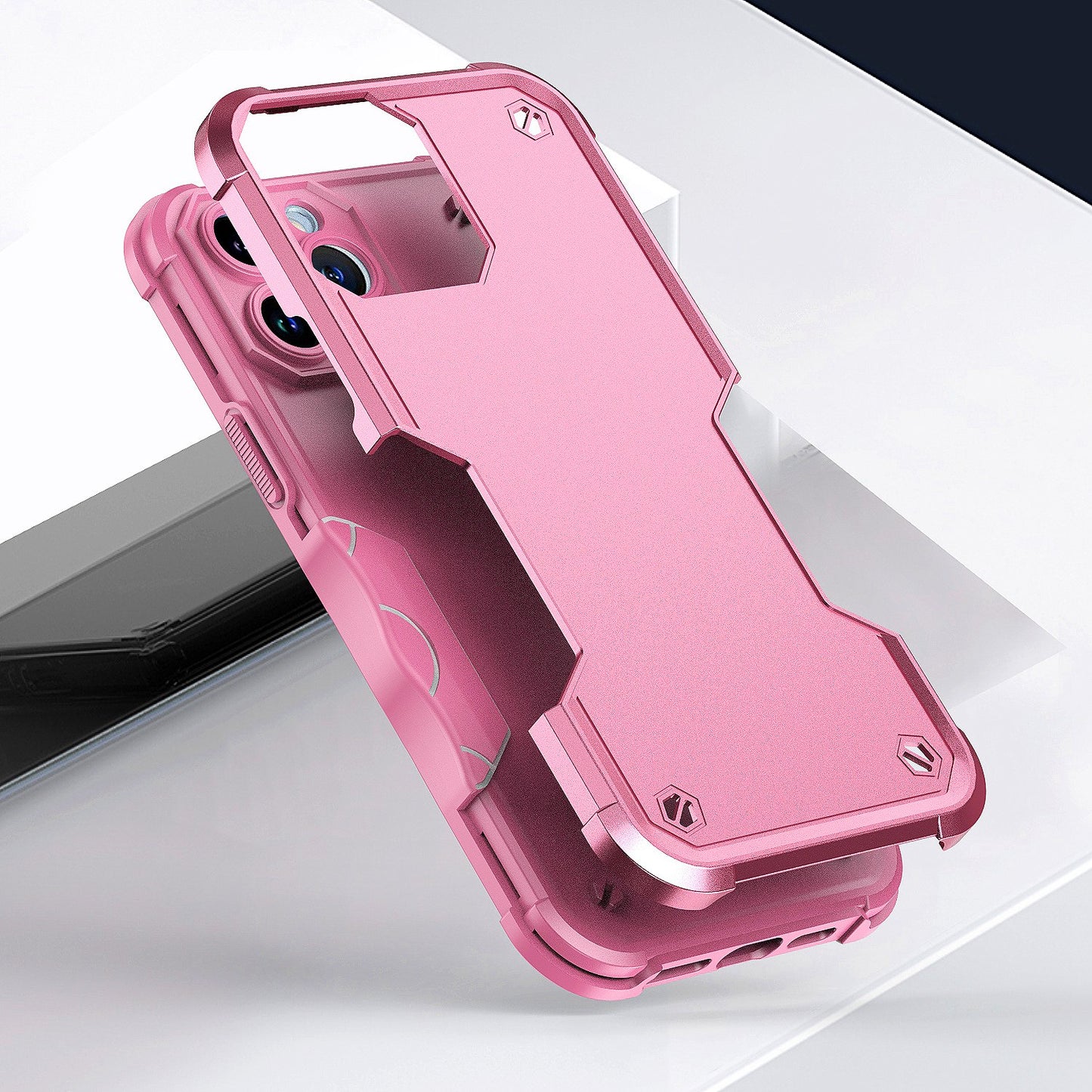 For Apple iPhone 14 Pro (6.1") Tough Shockproof Hybrid Heavy Duty Dual Layer TPU Bumper Rugged Rubber Defend Armor Pink Phone Case Cover
